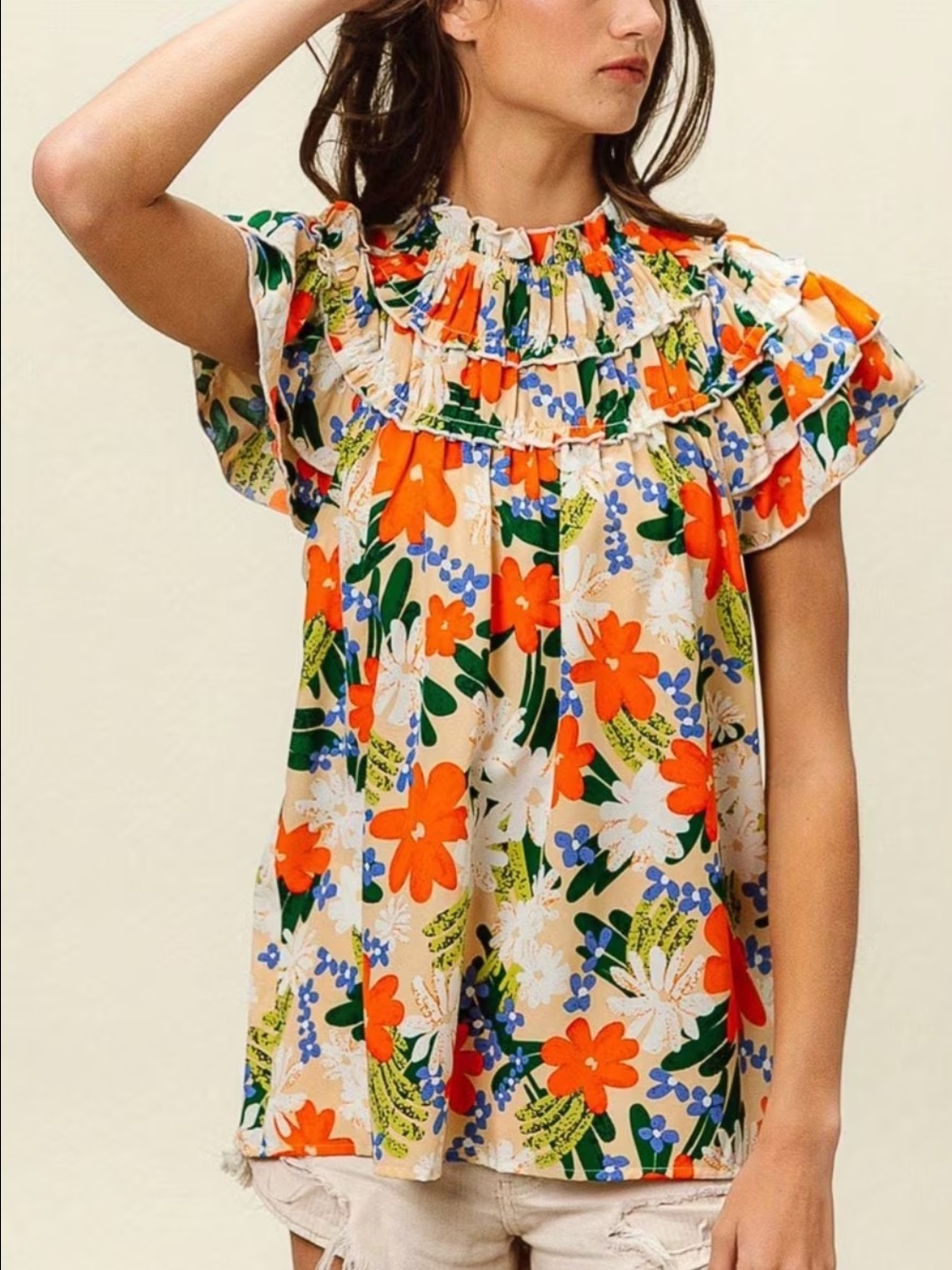 NWT BiBi Floral Print Woven Blouse - Picture 7 of 8